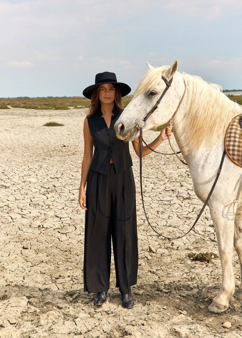 LAUREN VIDAL Flared Trousers With Pleats In A Very Fluid Quality