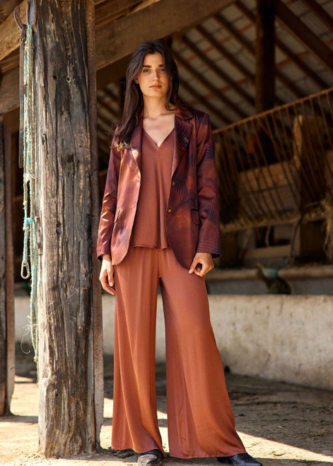 LAUREN VIDAL Sienna Flowing Trousers, Elasticated Waist, Lightweight Fabric.