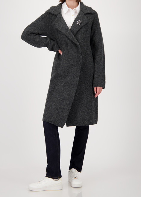 MONARI Gray Knitted Cardigan With Brooch | 809608