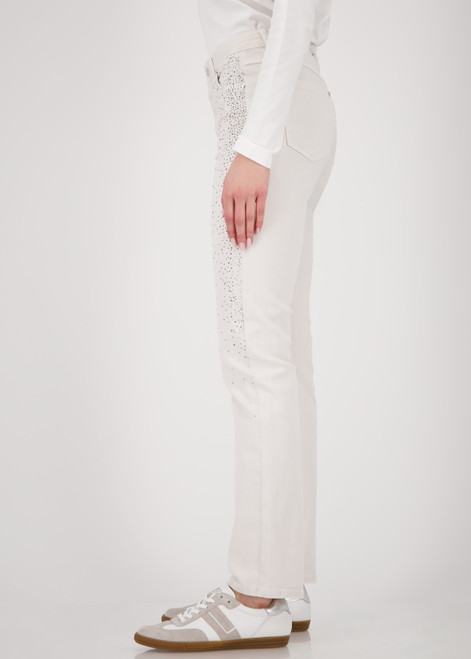 MONARI Beige Jeans With Rhinestones | 808764