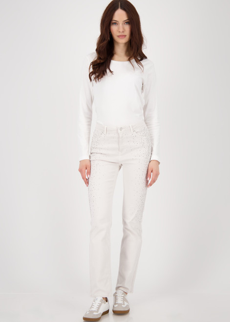 MONARI Beige Jeans With Rhinestones | 808764