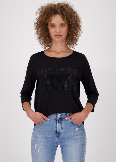 MONARI Black Shirt With Rhinestones | 808800
