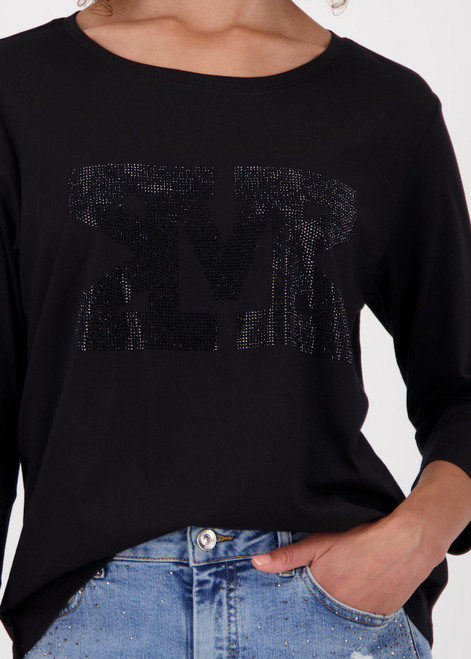 MONARI Black Shirt With Rhinestones | 808800