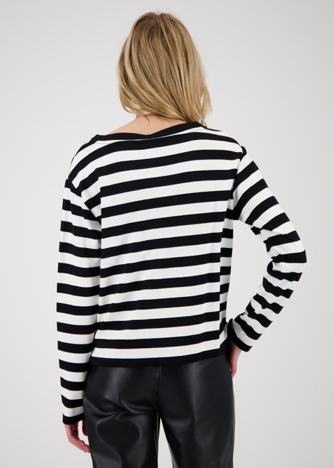 MONARI Black Shirt With Stripes And  Rhinestones | 808893
