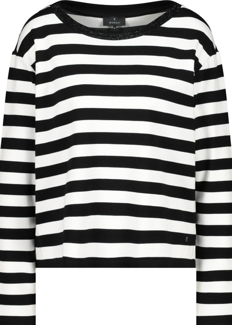 MONARI Black Shirt With Stripes And  Rhinestones | 808893
