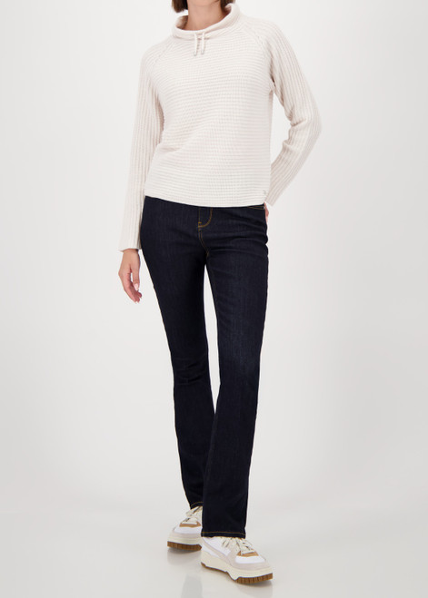 MONARI Beige Knitted Jumper With Stand-Up Collar | 809512