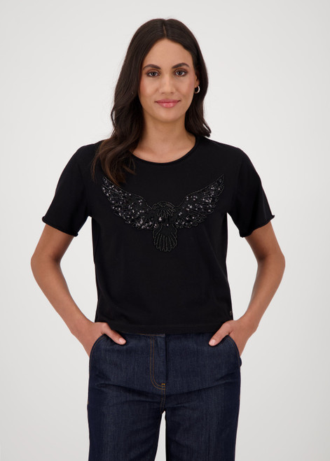 MONARI Black T-Shirt With Eagle Motif | 808792