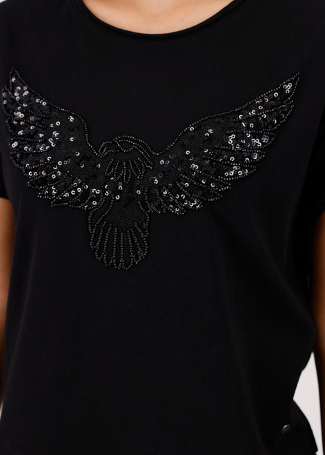 MONARI Black T-Shirt With Eagle Motif | 808792