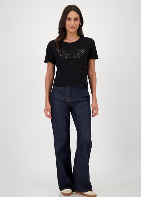 MONARI Black T-Shirt With Eagle Motif | 808792