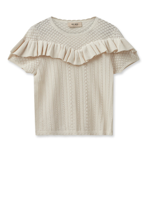MOS MOSH Ecru Mmkatee Ss Knit Top | 158870