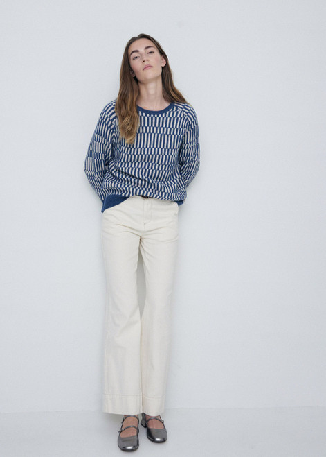 YERSE Unfm Blue Striped Knit Pullover
