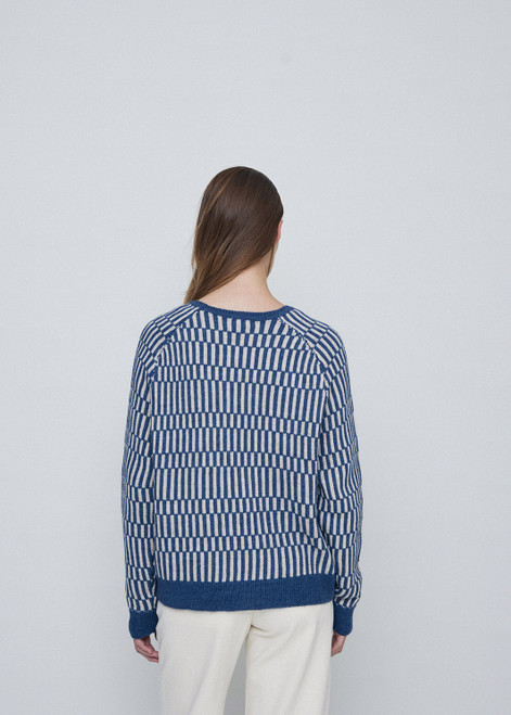 YERSE Unfm Blue Striped Knit Pullover