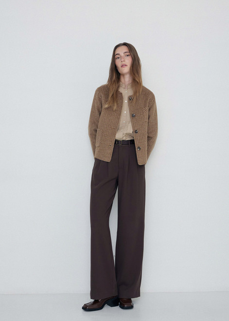 YERSE Sand Reversible Check Coat
