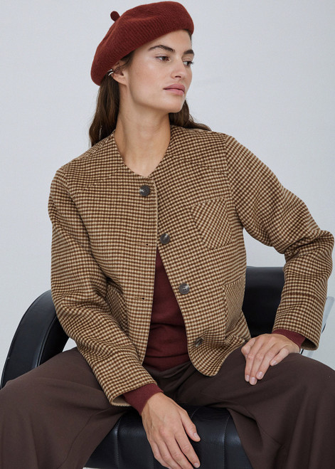 YERSE Sand Reversible Check Coat