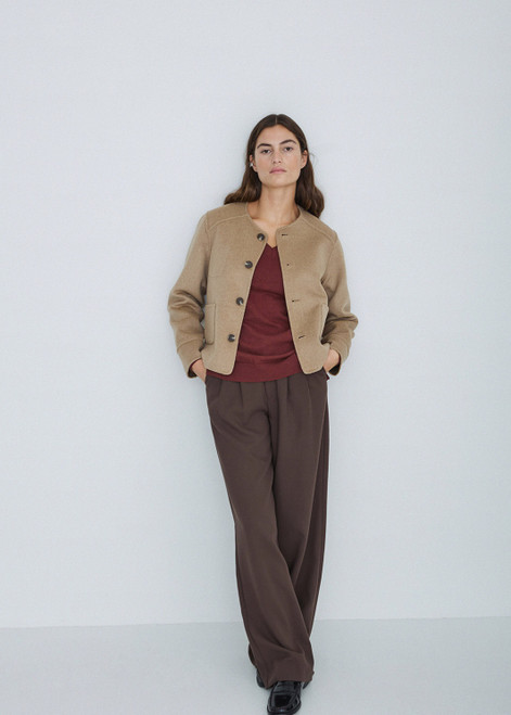 YERSE Sand Reversible Check Coat