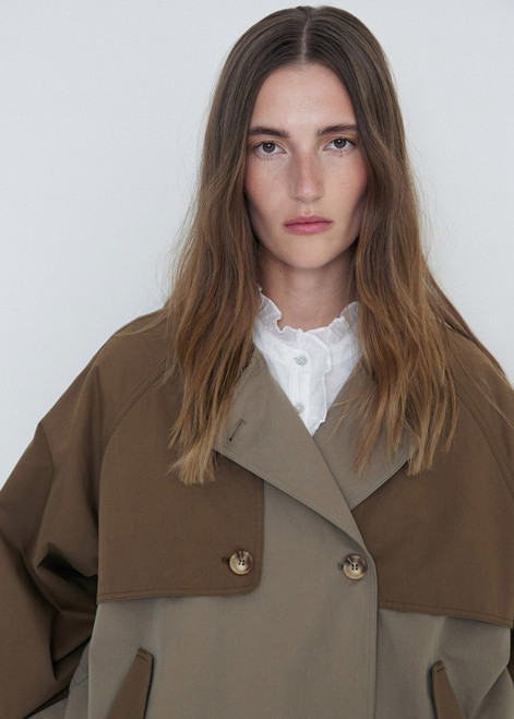 YERSE Khaki Water-Repellent Trench Coat