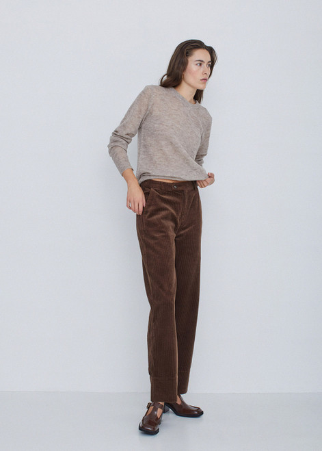YERSE Chocolate Wide-Leg Corduroy Pants