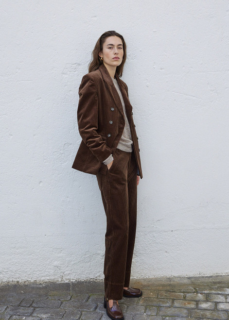 YERSE Chocolate Wide-Leg Corduroy Pants