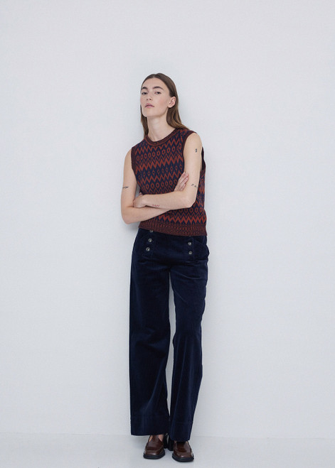 YERSE Navy Corduroy Sailor Pants