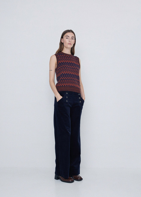 YERSE Navy Corduroy Sailor Pants