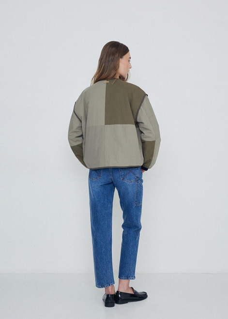 YERSE Khaki Quilted Button Jacket