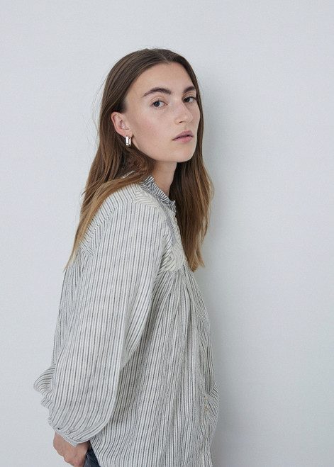 YERSE Sand Striped Button-Up Shirt