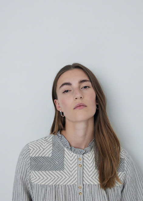 YERSE Sand Striped Button-Up Shirt
