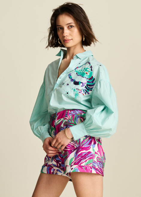 POM Aqua Blue Blouse | SP7732