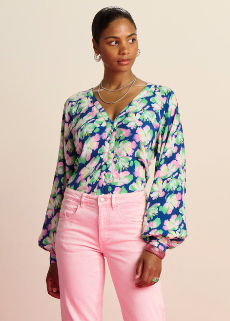 POM Lilies Blue Blouse | SP7738