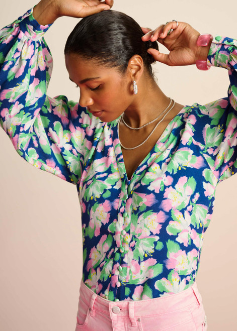 POM Lilies Blue Blouse | SP7738