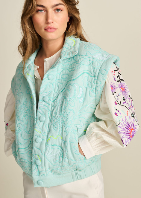 POM Quilted Aqua Blue Jacket | SP7785