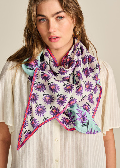 POM Double Flower Aqua Shawl | SP7866