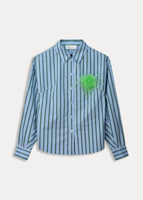 POM Blouse - Striped Poplin Cloudy Blue