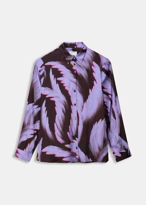 POM Blouse - Mila Satin Feathers Brown