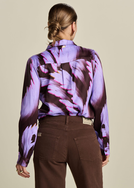 POM Blouse - Mila Satin Feathers Brown