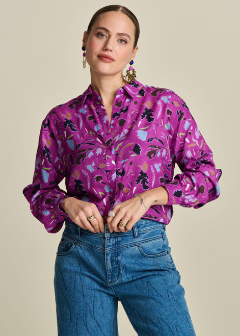 POM Blouse - Milly Featherfest Cactus Pink
