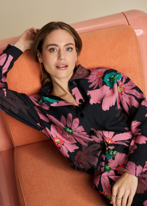 POM Blouse - Big Blooming Pink