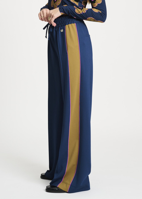 POM AMSTERDAM Blue Pants - Colourblock Nightfall Blue | SP9261