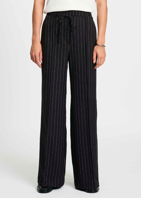 POM AMSTERDAM Black Pants - Noir Striped | SP9304