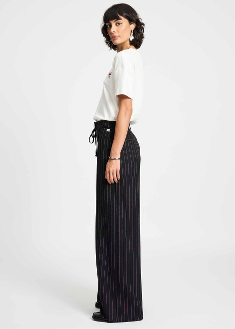 POM AMSTERDAM Black Pants - Noir Striped | SP9304