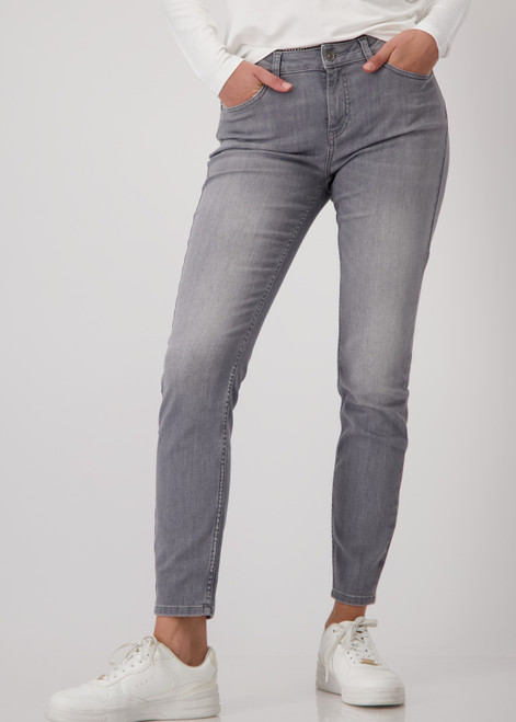 MONARI Gray Jeans With Rhinestone Trim | 808487