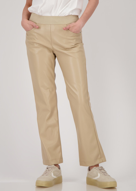 MONARI Brown Straight-Leg Faux Leather Trousers | 808753