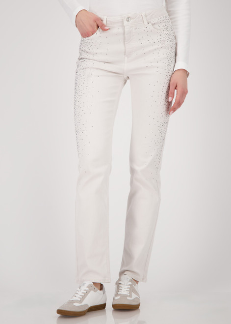 MONARI Beige Jeans With Rhinestones | 808764