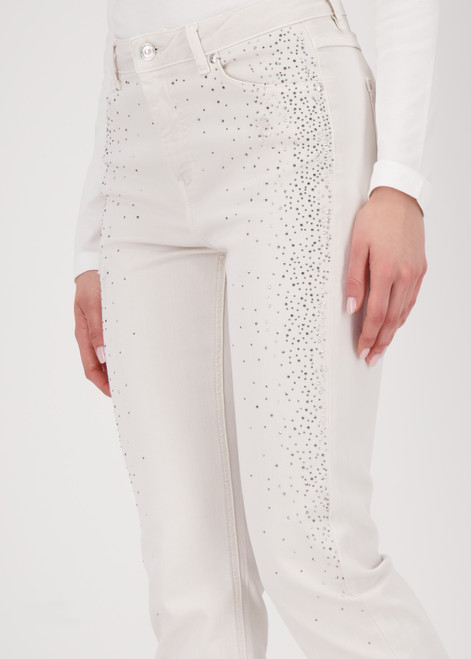 MONARI Beige Jeans With Rhinestones | 808764