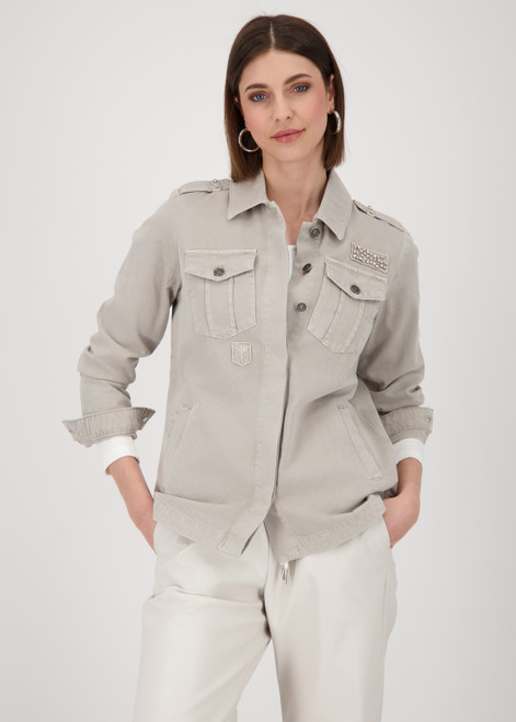 MONARI Brown Denim Shirt With Rhinestones | 808766