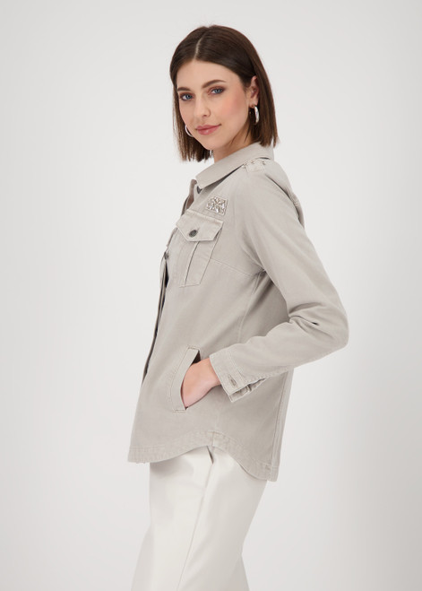 MONARI Brown Denim Shirt With Rhinestones | 808766
