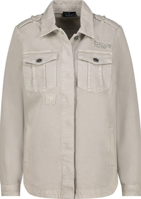MONARI Brown Denim Shirt With Rhinestones | 808766