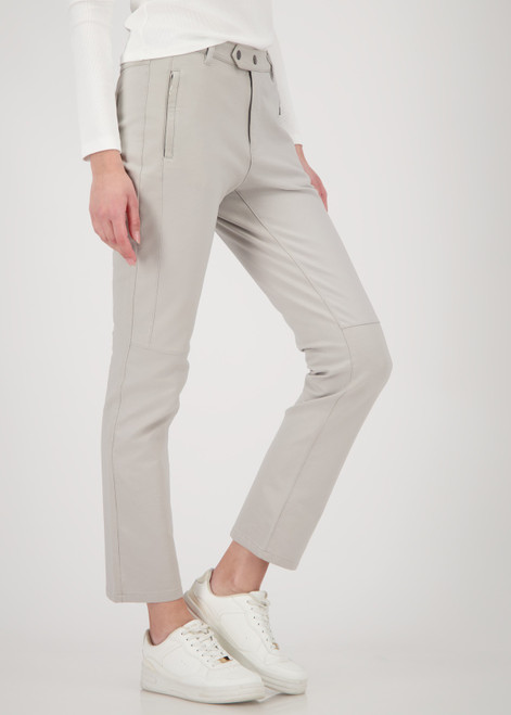 MONARI Brown Straight Leg Faux Leather Trousers | 808778