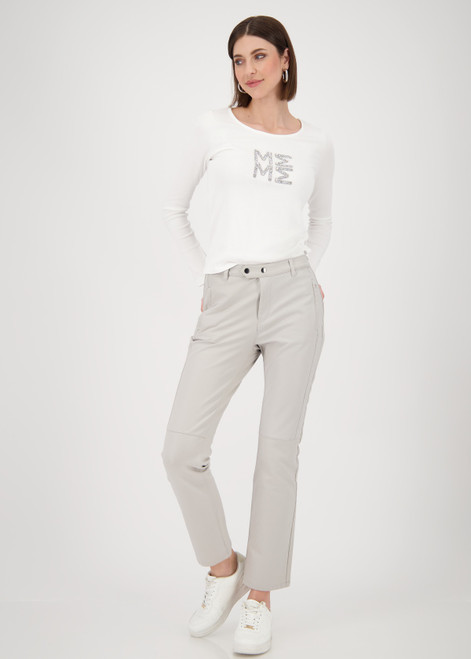 MONARI Brown Straight Leg Faux Leather Trousers | 808778