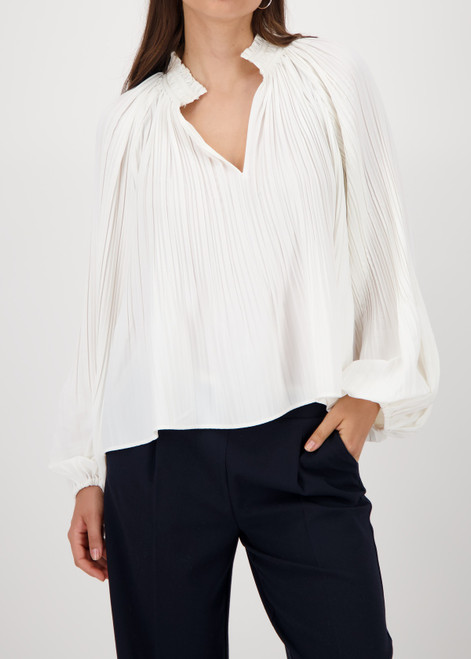 MONARI White Pleated Blouse With Ruffles | 808786